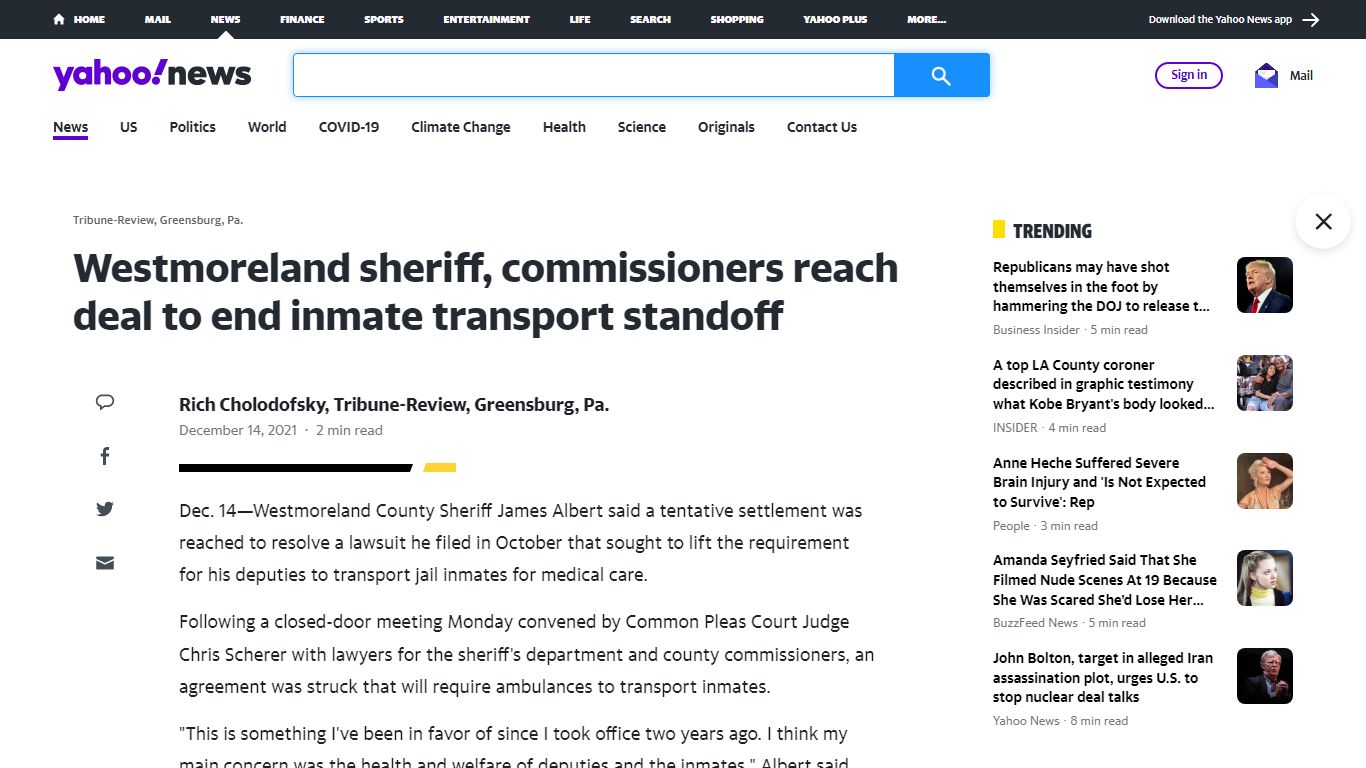 Westmoreland sheriff, commissioners reach deal to end ...